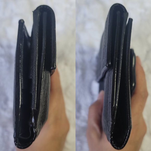 AUTHENTIC FENDI Black Leather & Patent Leather Buckle Small Wallet - Picture 9 of 14